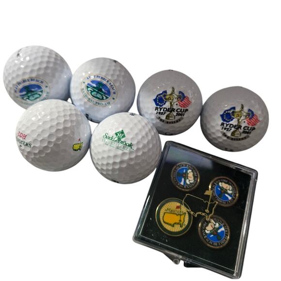 Masters Tournament Ryder Cup Pebble Beach Golf Balls & Markers Lot - Picture 1 of 6